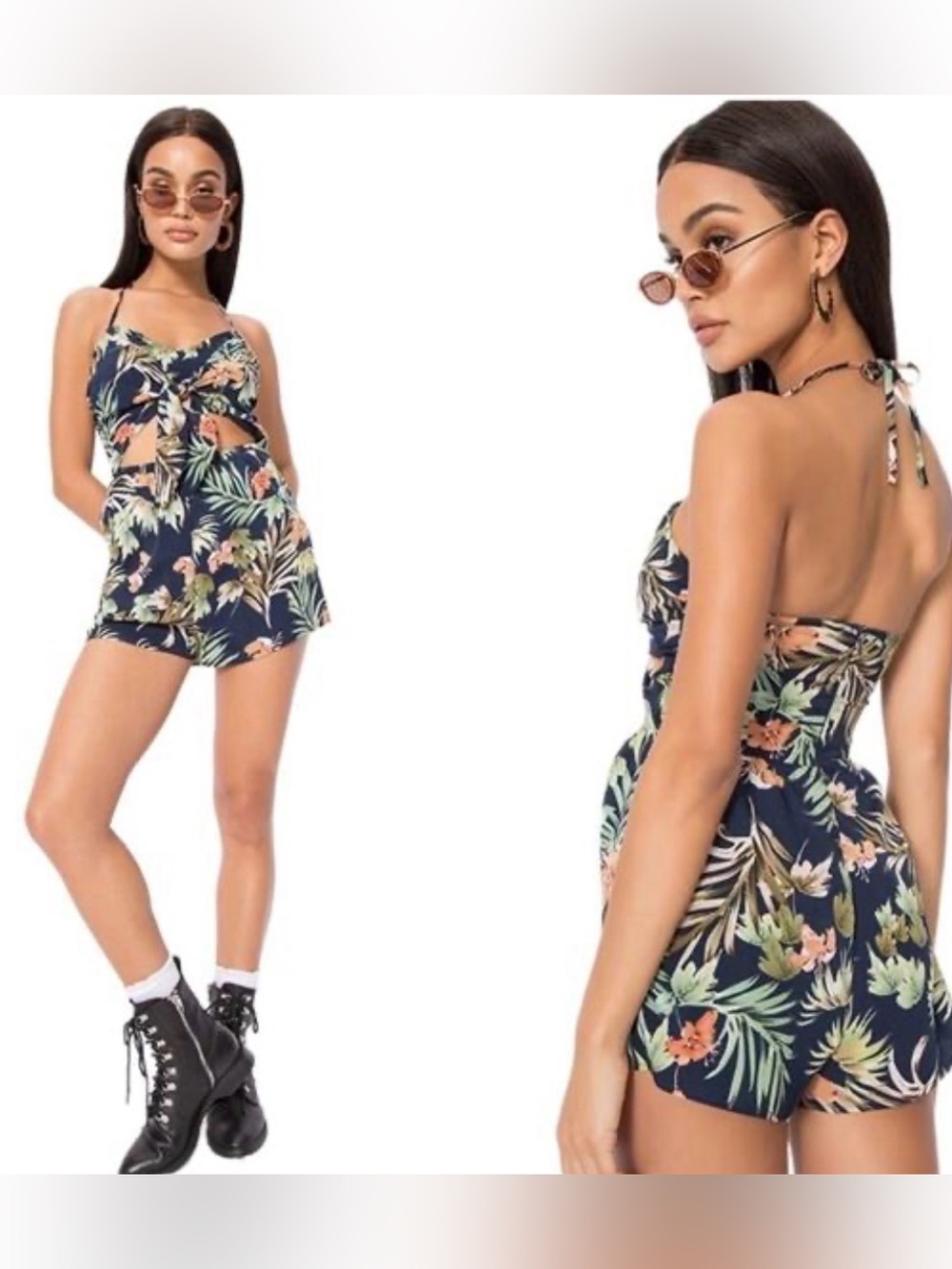 REVOLVE Navy Tropical Halter Kids One-Piece Romper